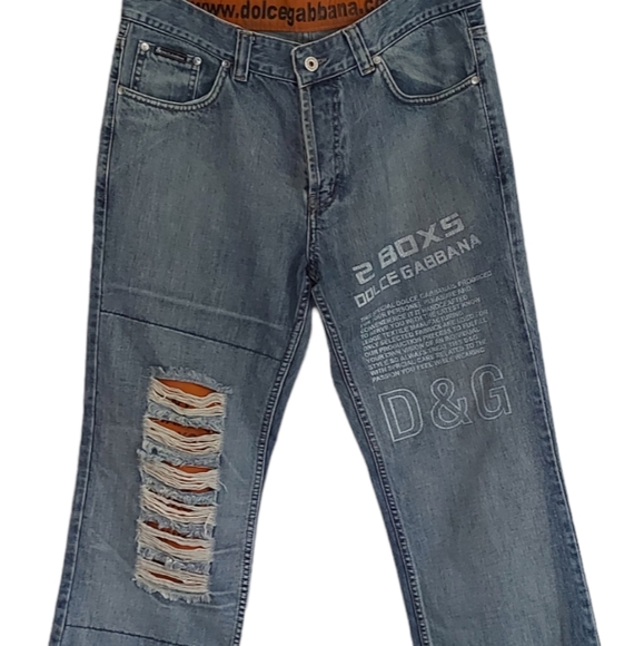 Dolce Gabbana Size 33 Blue Stonewash Distressed Poem Jeans Made In Italy - Picture 2 of 14